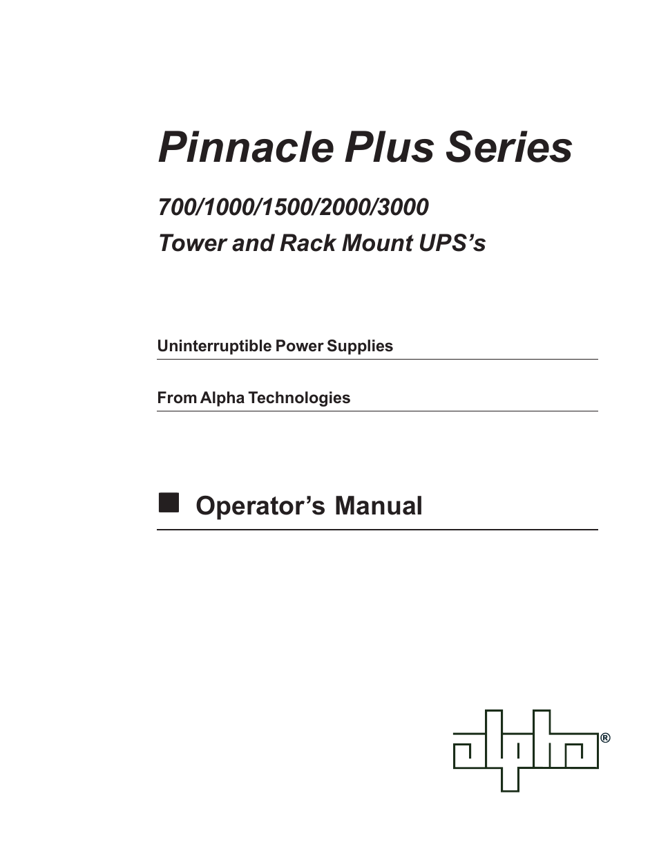Alpha Technologies 1000 Series User Manual | 30 pages