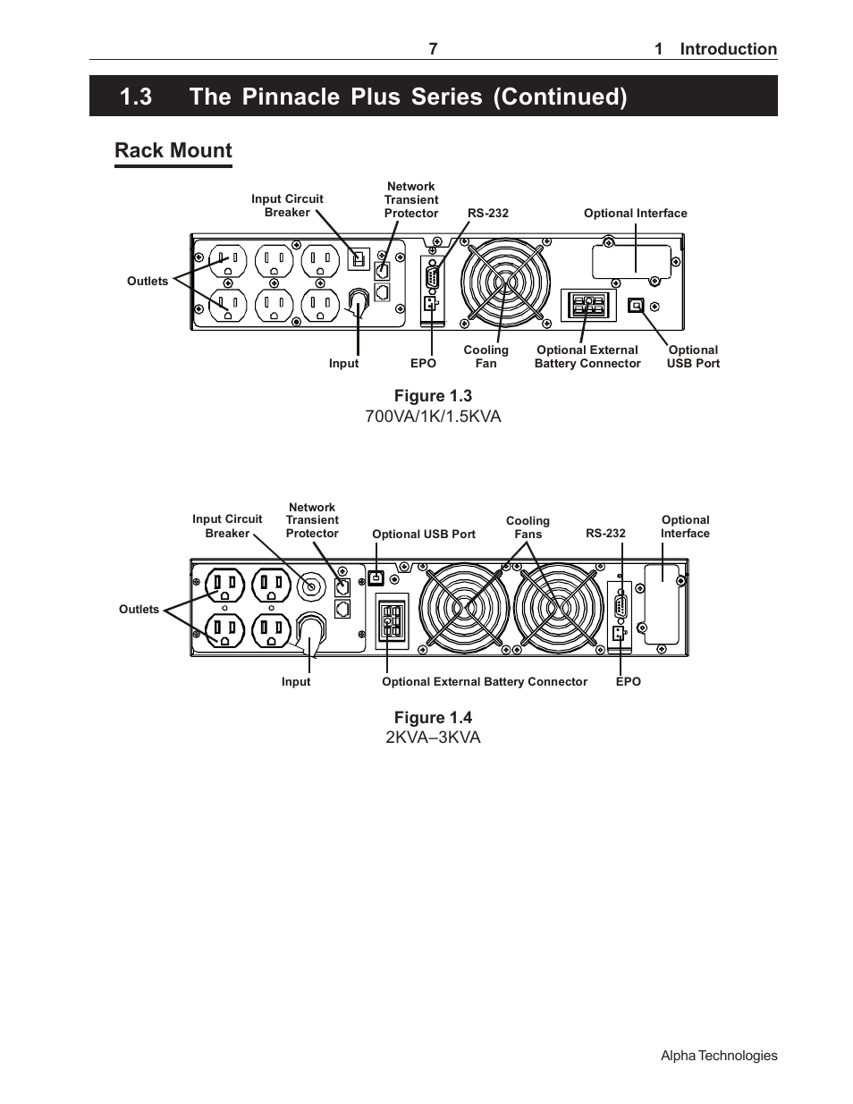 3 the pinnacle plus series (continued), Rack mount | Alpha Technologies 1000 Series User Manual | Page 13 / 30