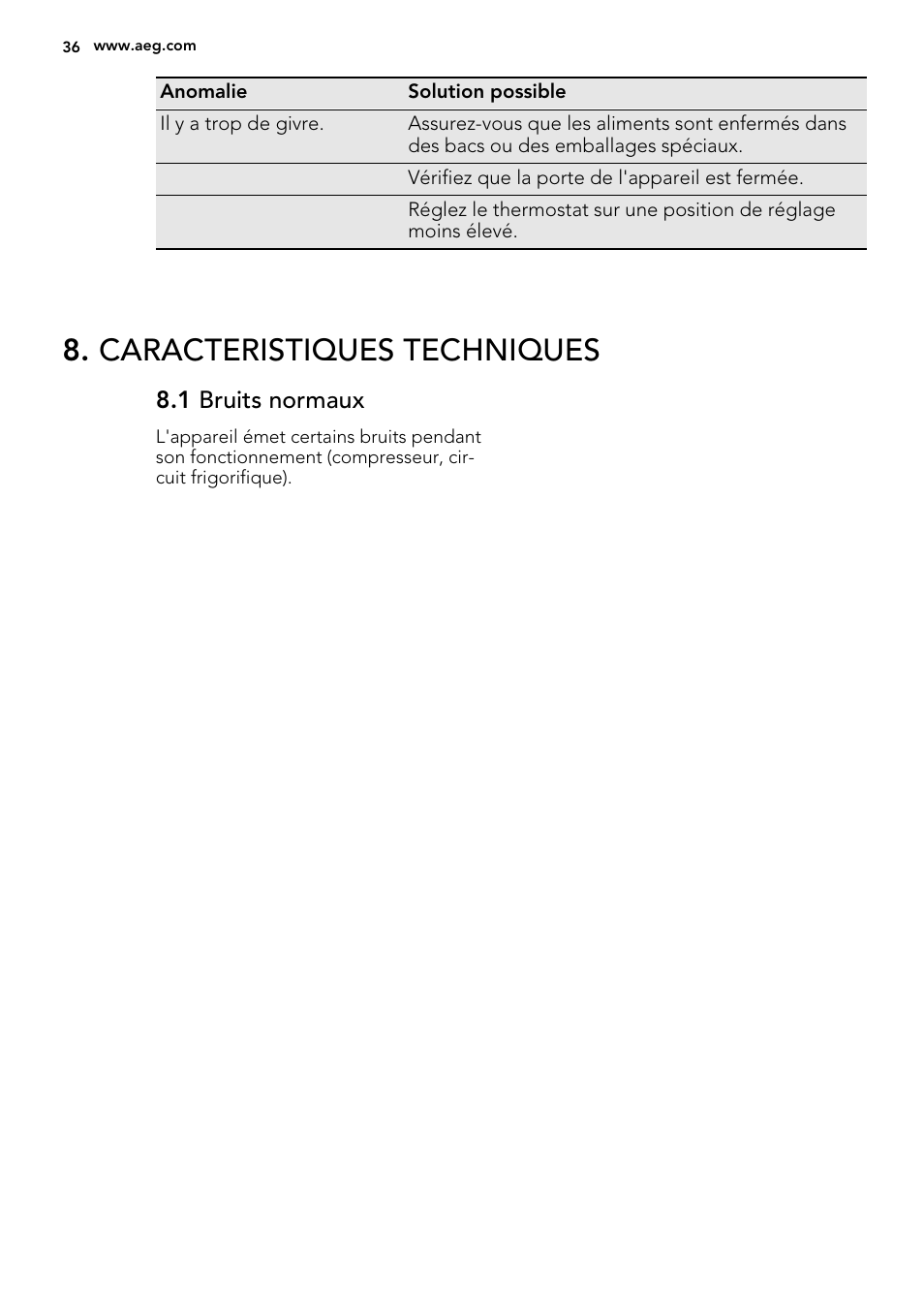 Caracteristiques techniques | AEG S66609CSX0 User Manual | Page 36 / 68
