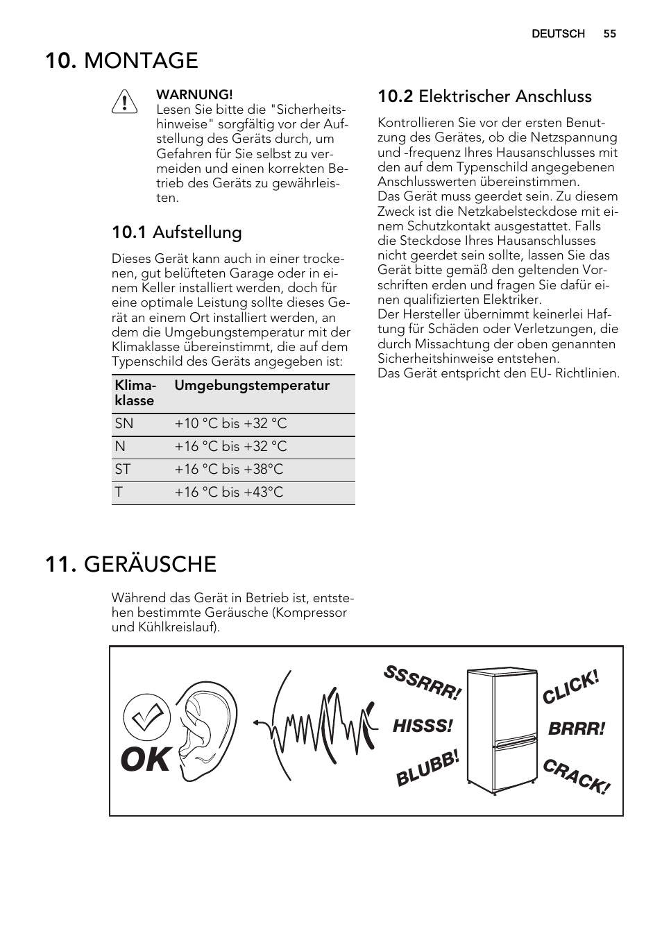 Montage, Geräusche | AEG SKS58800S1 User Manual | Page 55 / 72