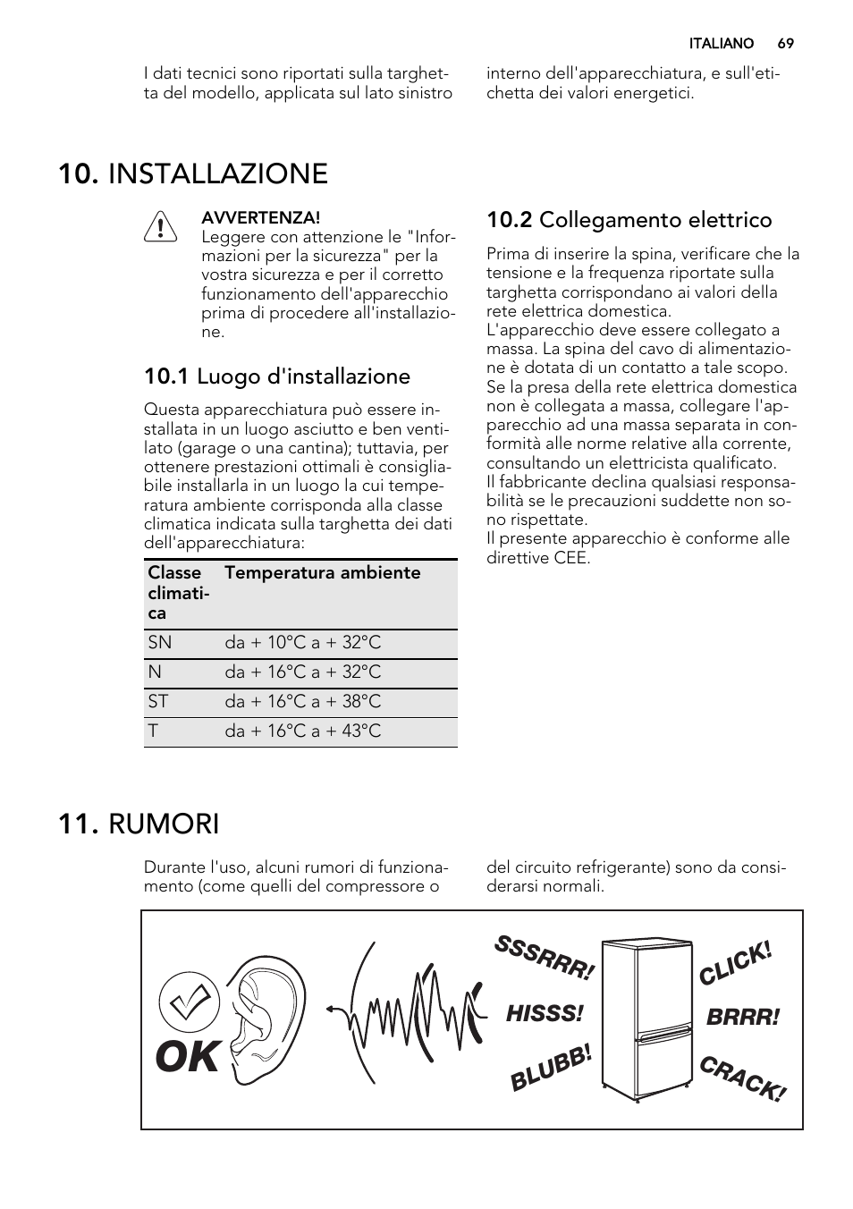 Installazione, Rumori | AEG SKS58800S1 User Manual | Page 69 / 72