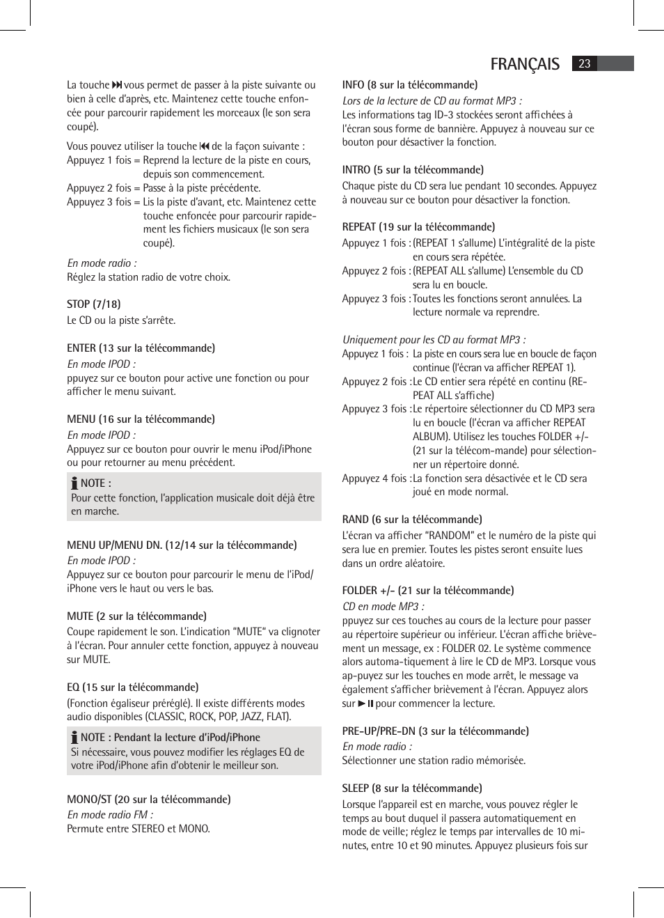 Français | AEG SR 4337 iP User Manual | Page 23 / 86