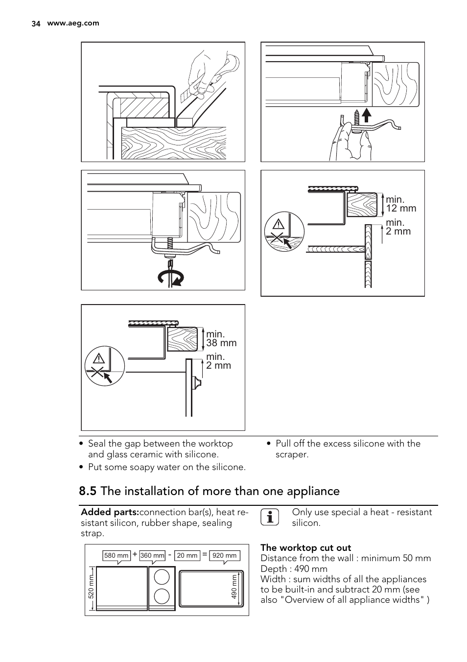 5 the installation of more than one appliance | AEG HC452600EB User Manual | Page 34 / 76