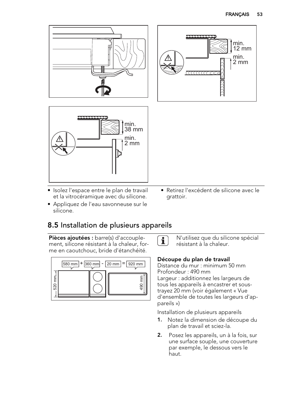 5 installation de plusieurs appareils | AEG HC452600EB User Manual | Page 53 / 76