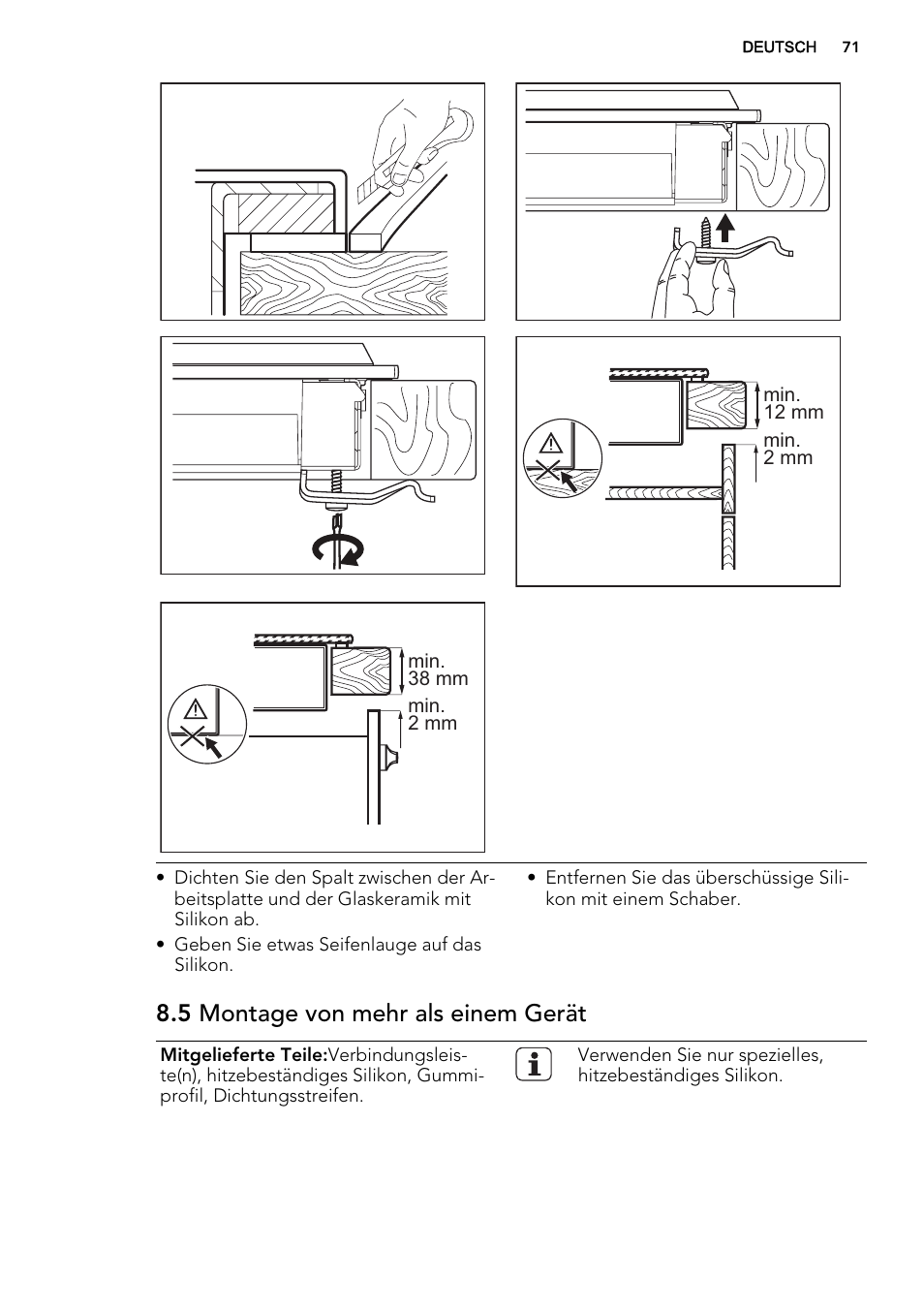 5 montage von mehr als einem gerät | AEG HC452600EB User Manual | Page 71 / 76