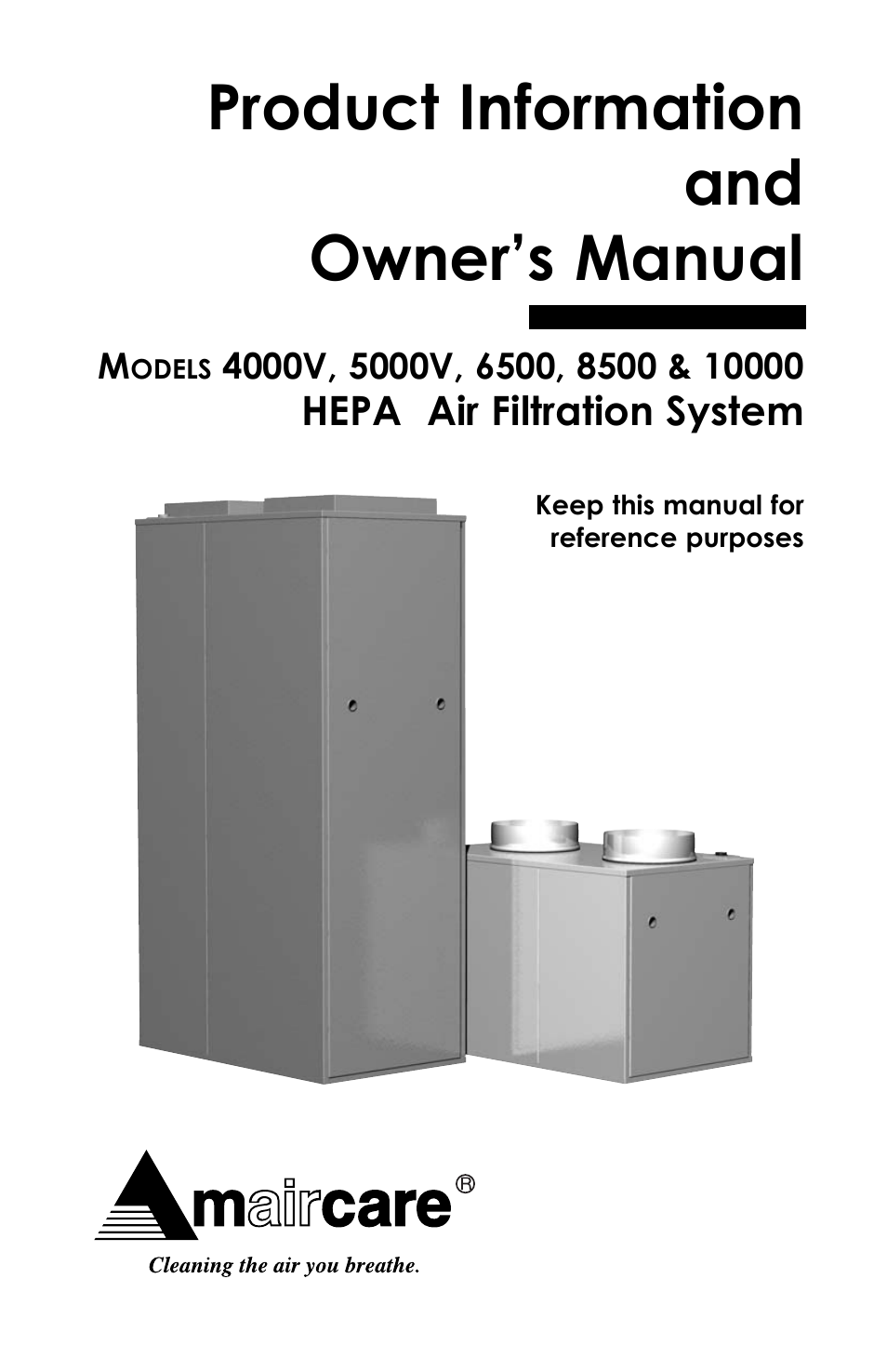 Americair HEPA 4000V User Manual | 8 pages