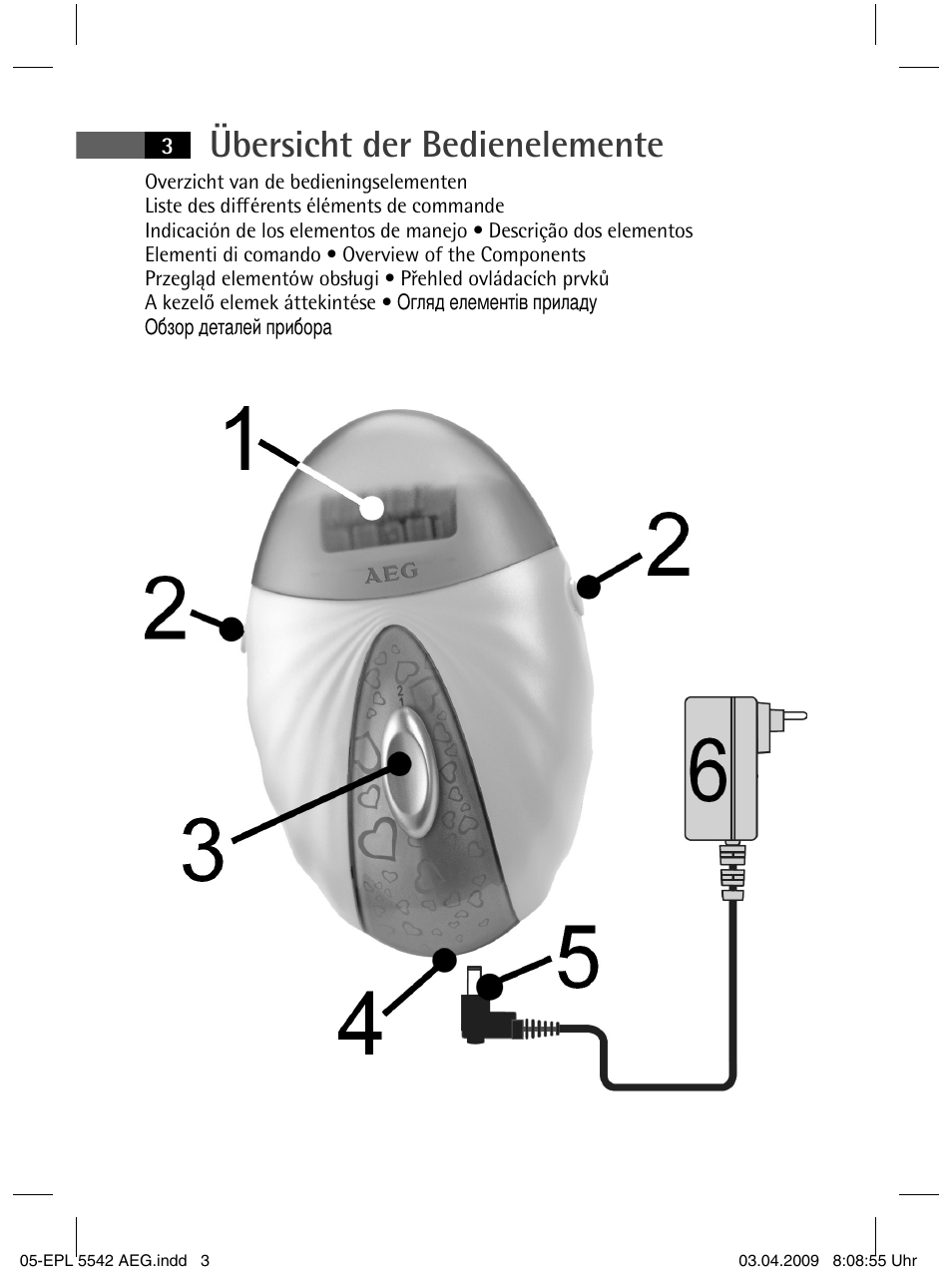 Übersicht der bedienelemente | AEG EPL 5542 User Manual | Page 3 / 78