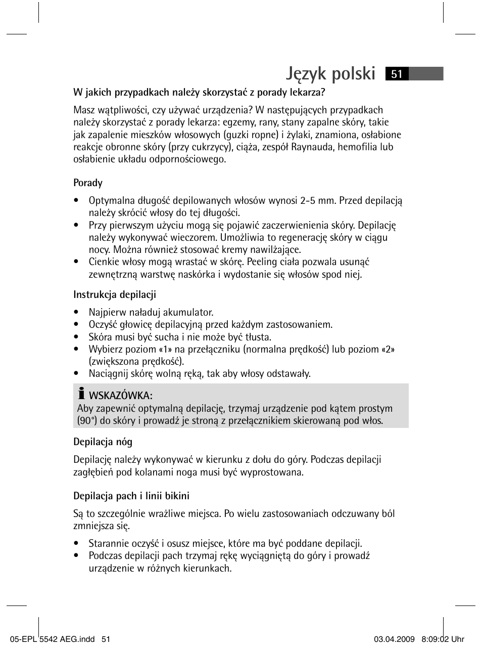 Język polski | AEG EPL 5542 User Manual | Page 51 / 78