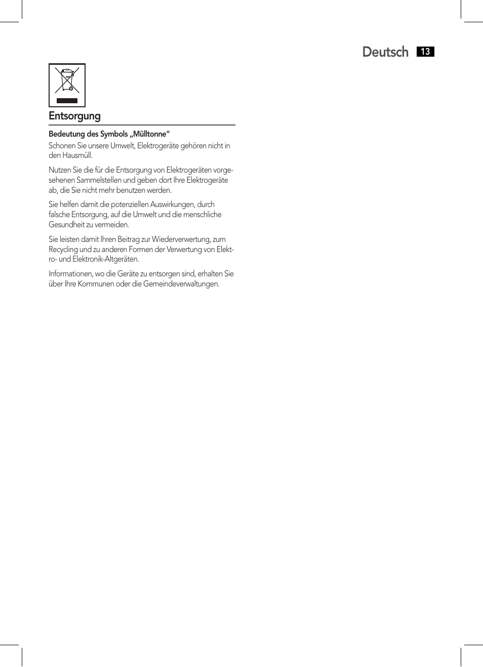 Deutsch | AEG BSS 4808 User Manual | Page 13 / 90