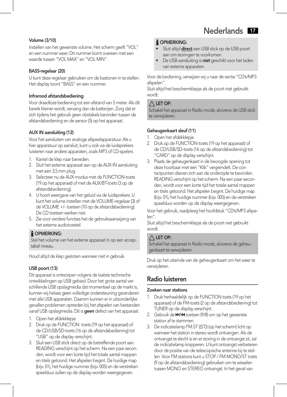 Nederlands, Radio luisteren | AEG BSS 4808 User Manual | Page 17 / 90