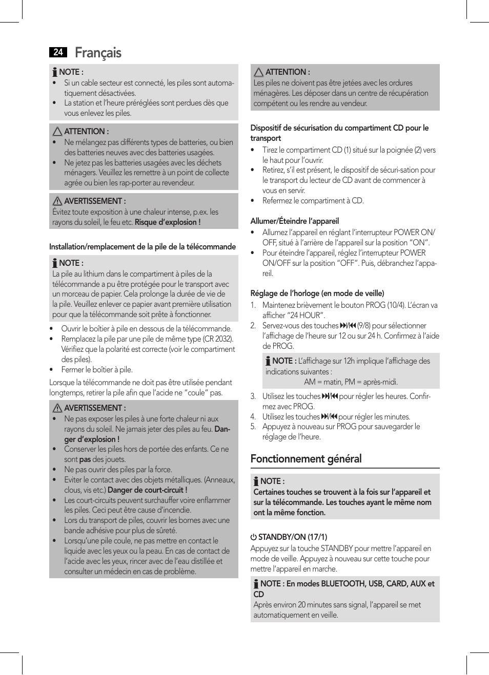 Français, Fonctionnement général | AEG BSS 4808 User Manual | Page 24 / 90