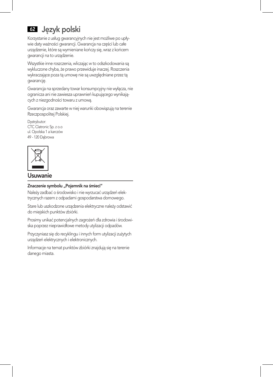 Język polski | AEG BSS 4808 User Manual | Page 62 / 90