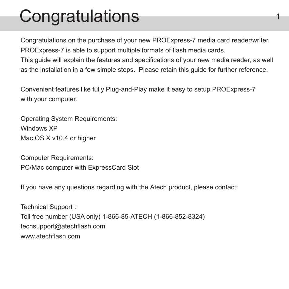 Atech Tech PROExpress-7 User Manual | Page 2 / 7