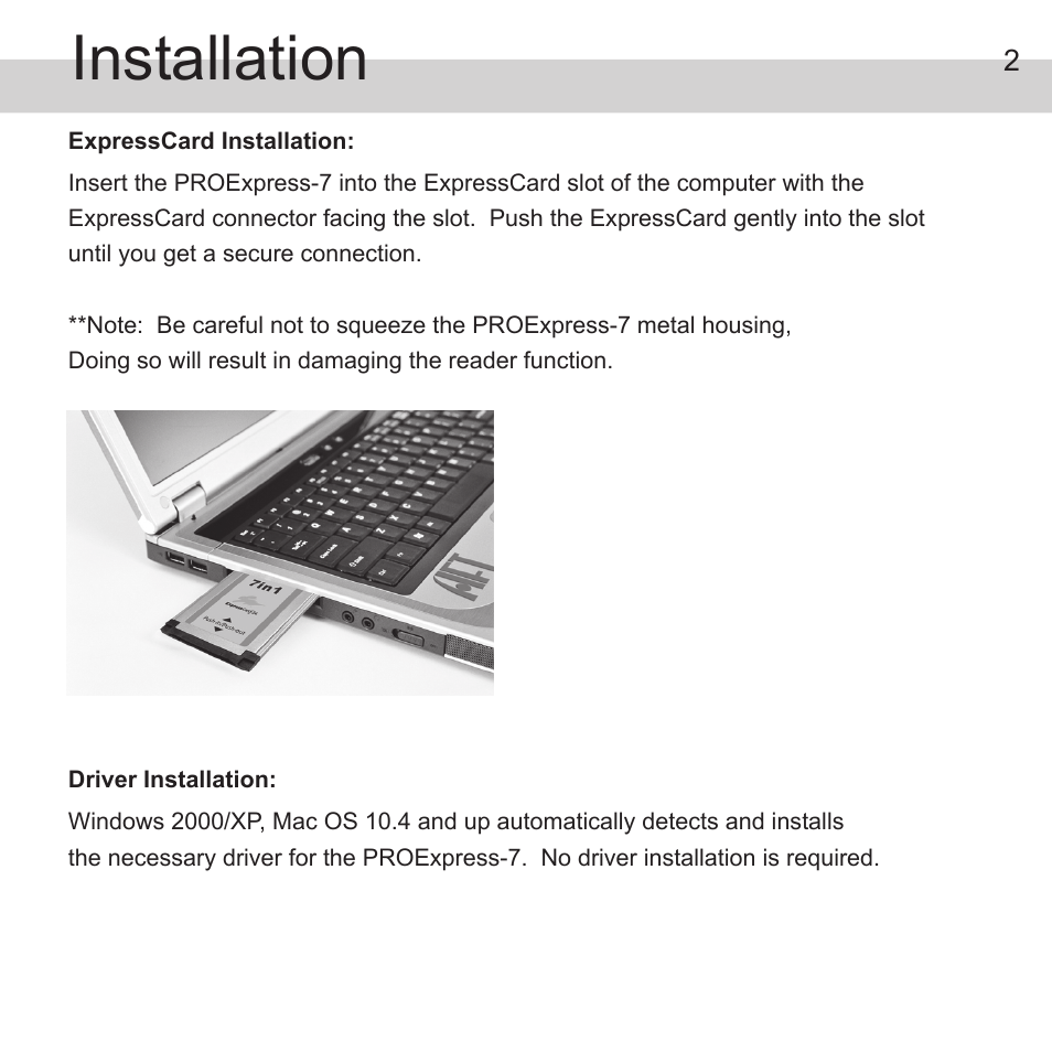 Installation | Atech Tech PROExpress-7 User Manual | Page 3 / 7