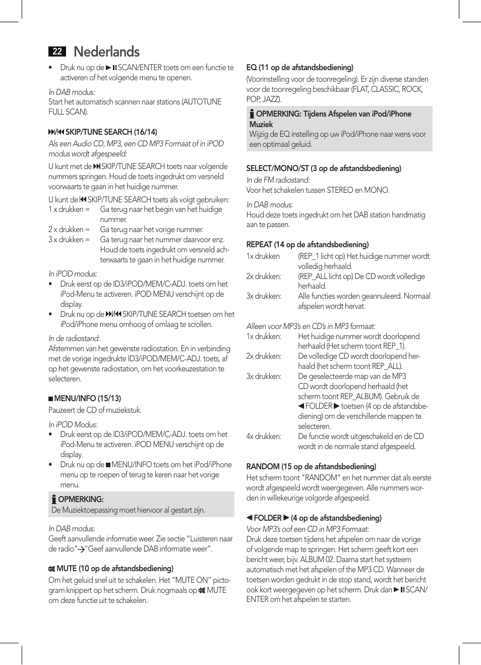 Nederlands | AEG MC 4456 iP User Manual | Page 22 / 62