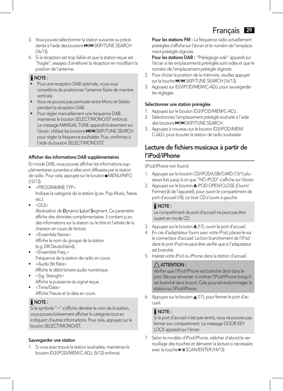 Français | AEG MC 4456 iP User Manual | Page 29 / 62