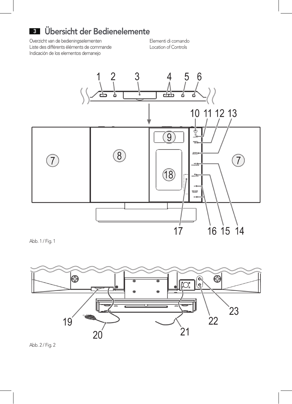 Übersicht der bedienelemente | AEG MC 4456 iP User Manual | Page 3 / 62