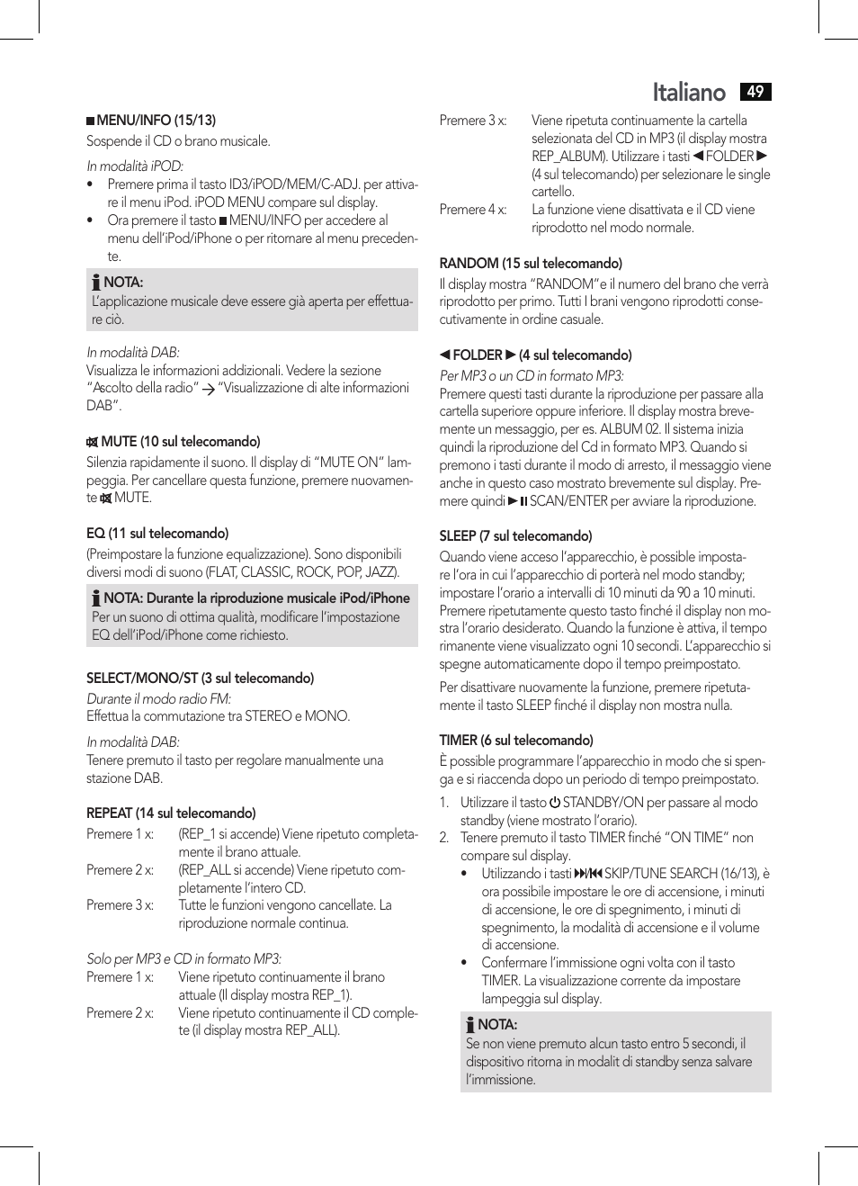 Italiano | AEG MC 4456 iP User Manual | Page 49 / 62