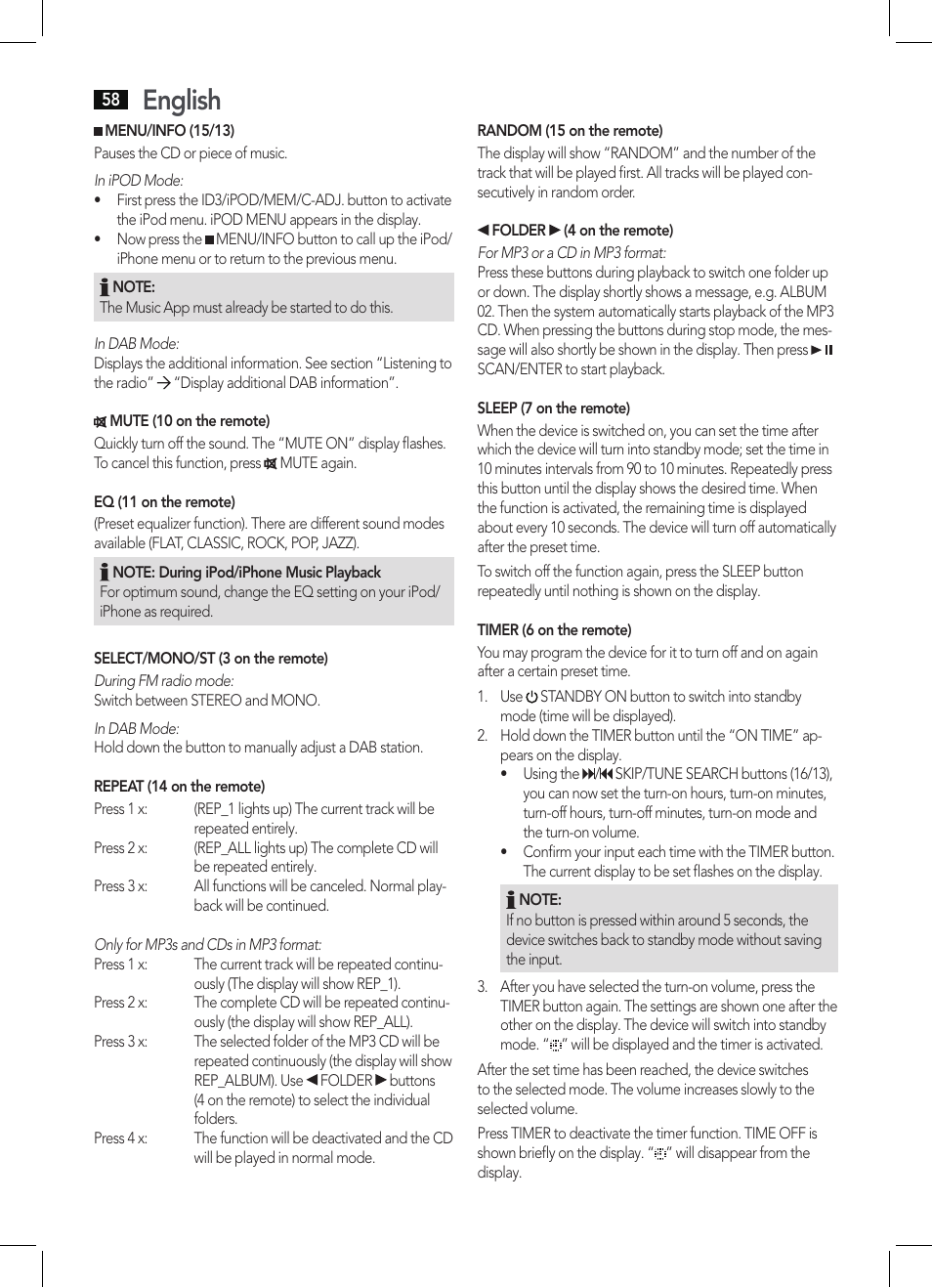 English | AEG MC 4456 iP User Manual | Page 58 / 62