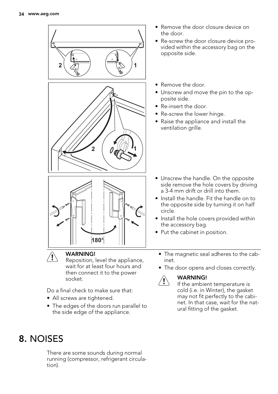 Noises | AEG A92700GNW0 User Manual | Page 34 / 76