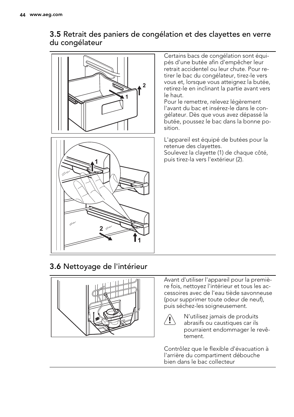 6 nettoyage de l'intérieur | AEG A92700GNW0 User Manual | Page 44 / 76