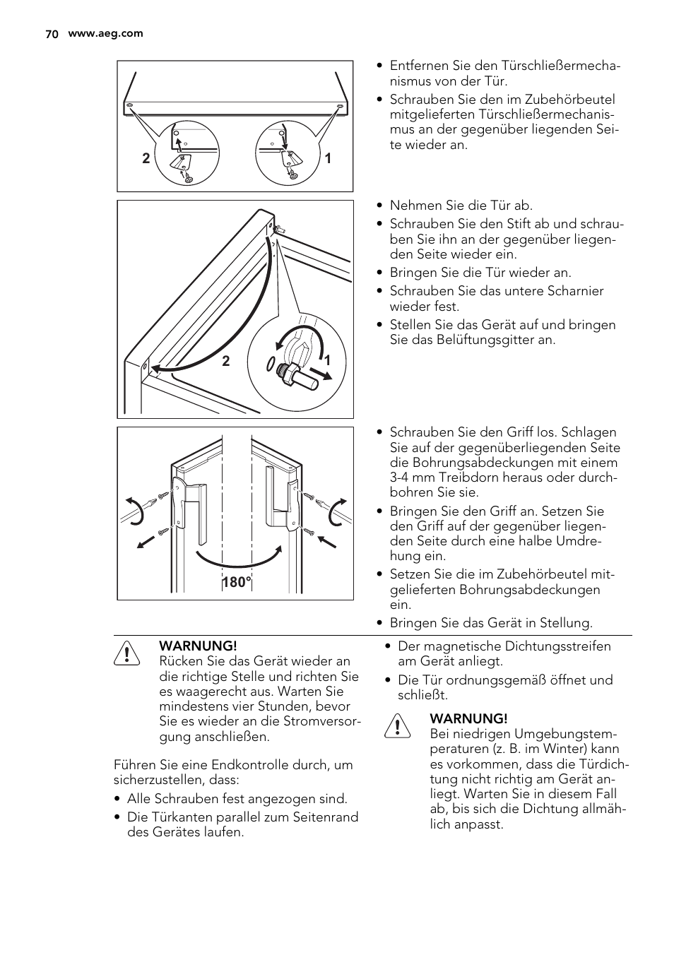 AEG A92700GNW0 User Manual | Page 70 / 76