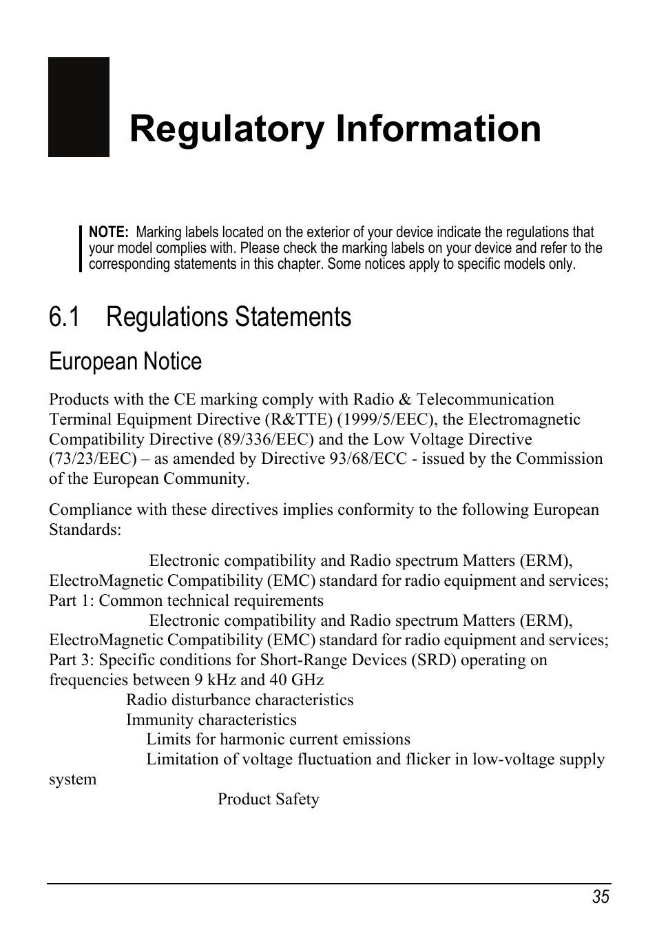6 regulatory information, 1 regulations statements, European notice | Regulatory information | Atech Tech Atech Mio C250 User Manual | Page 41 / 43