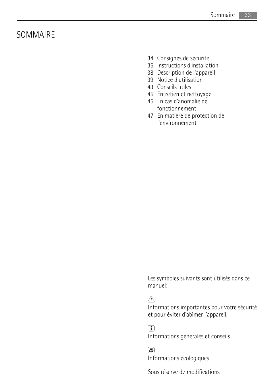 Sommaire | AEG HK624000XB User Manual | Page 33 / 64