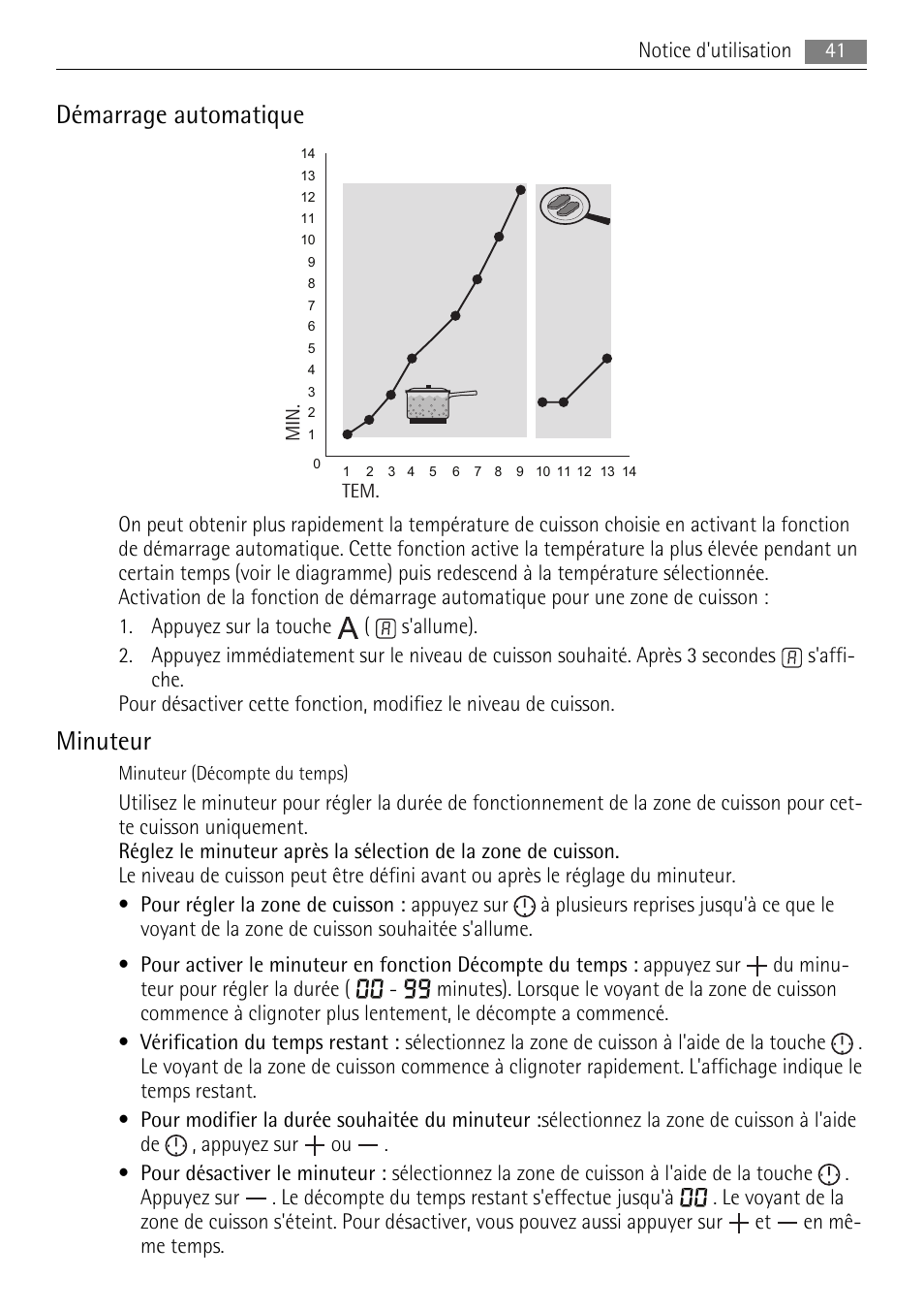 Démarrage automatique, Minuteur | AEG HK624000XB User Manual | Page 41 / 64