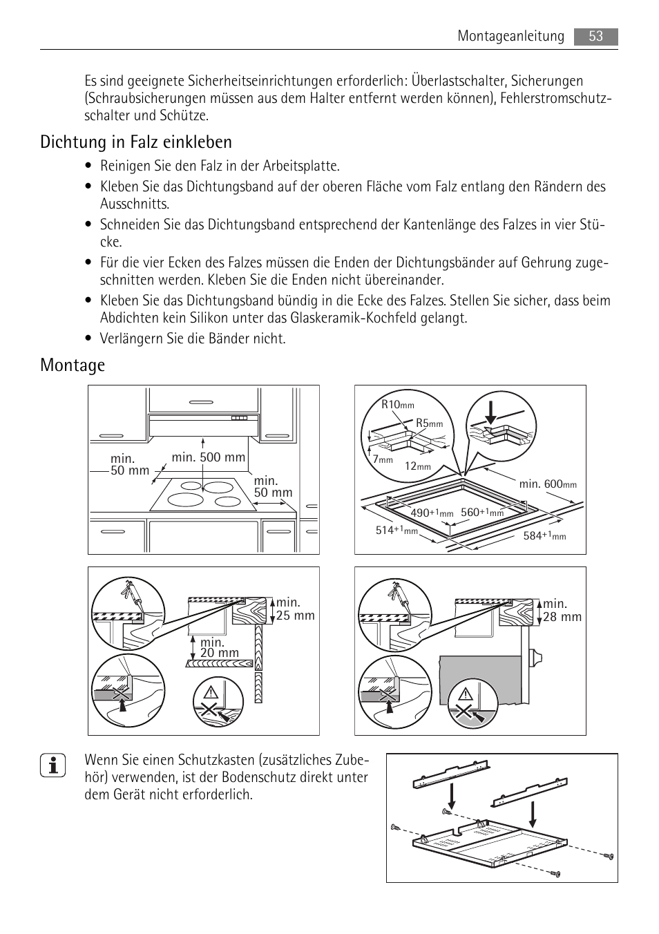 Dichtung in falz einkleben, Montage | AEG HK624000XB User Manual | Page 53 / 64