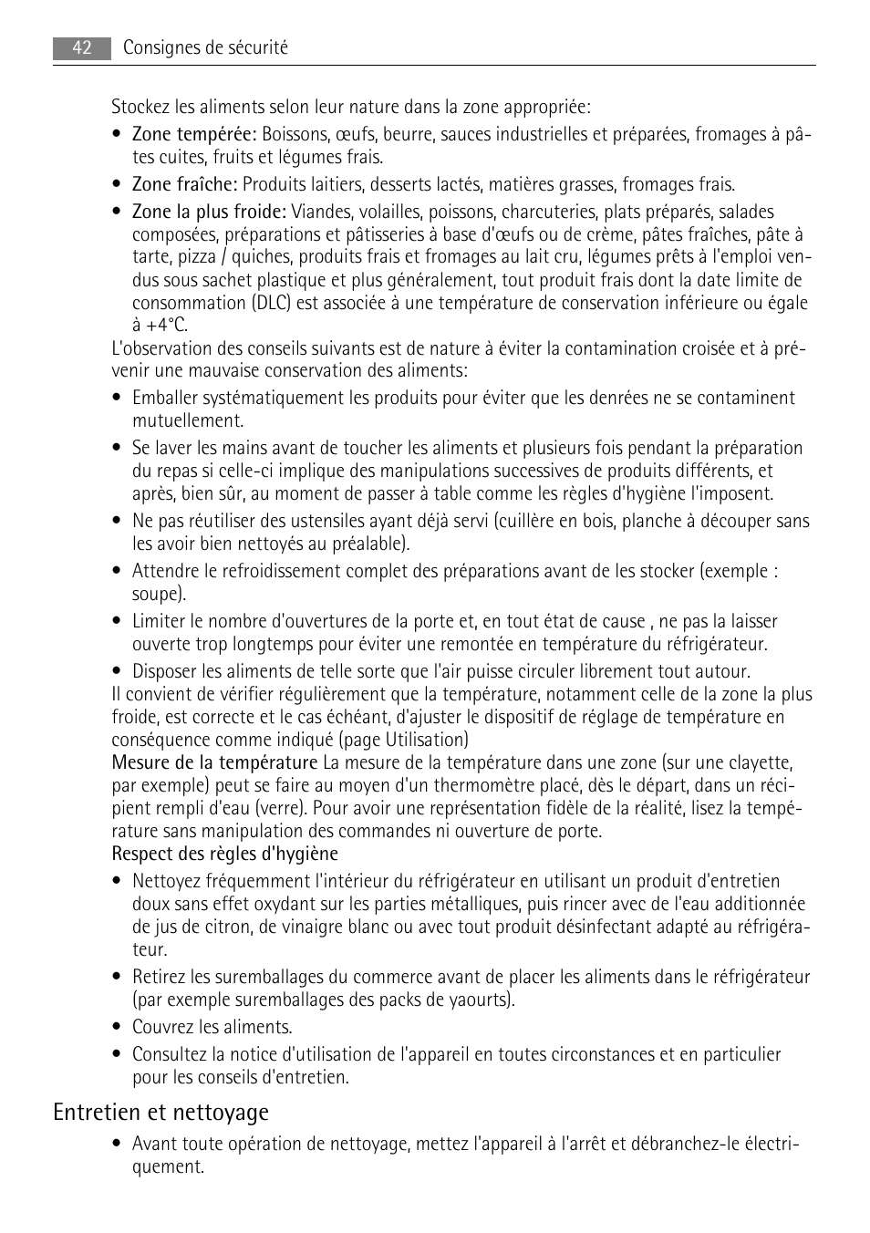 Entretien et nettoyage | AEG SKS51200F0 User Manual | Page 42 / 96