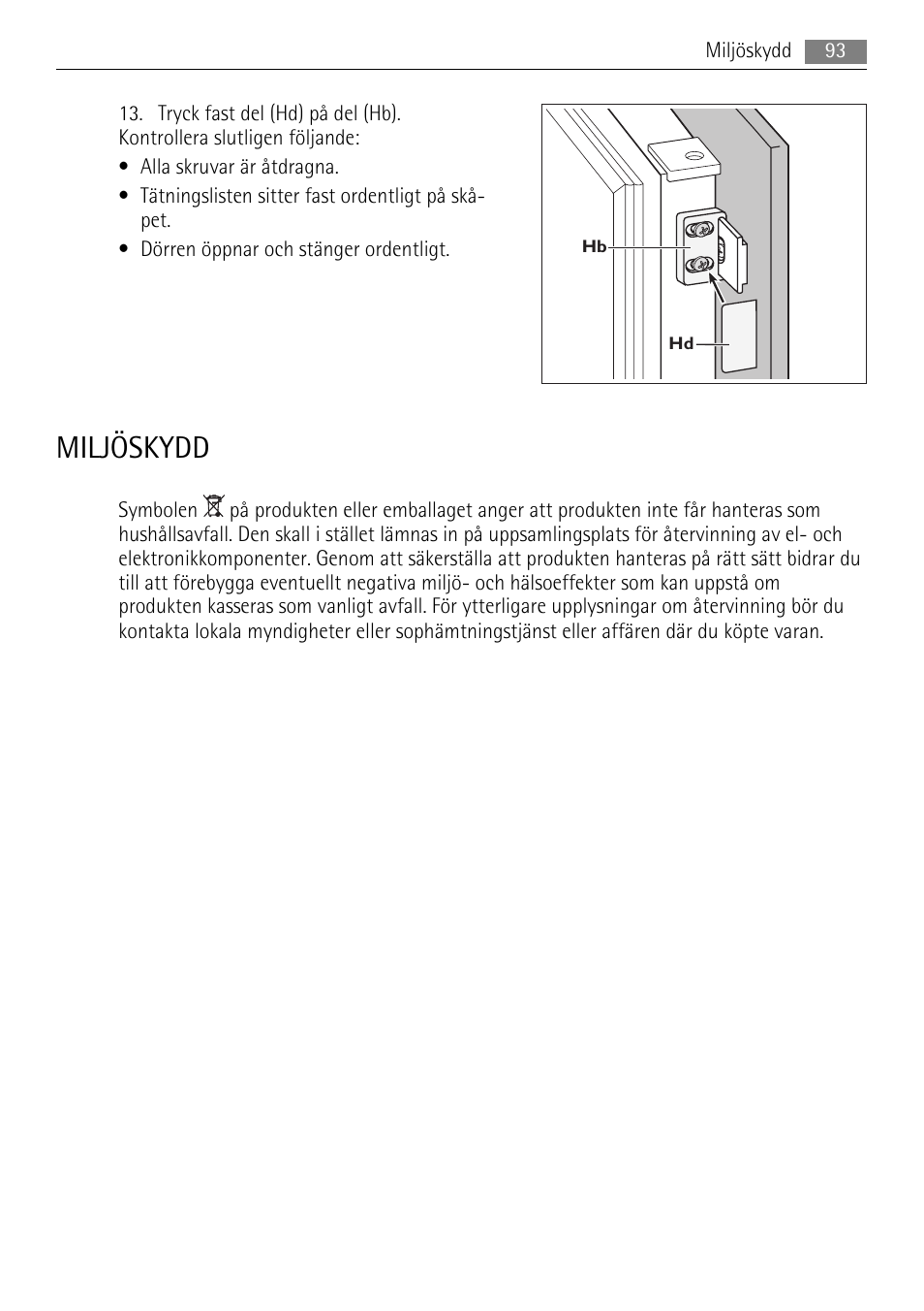 Miljöskydd | AEG SKS51200F0 User Manual | Page 93 / 96