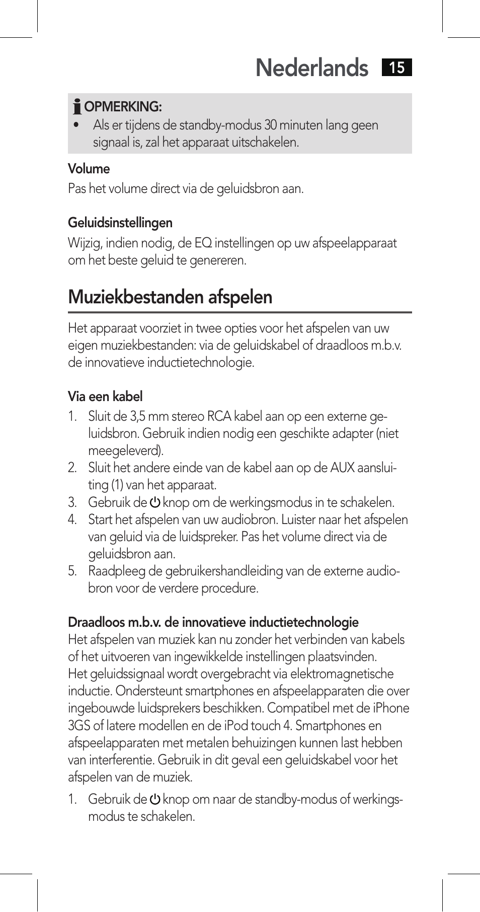 Nederlands, Muziekbestanden afspelen | AEG LBI 4719 User Manual | Page 15 / 70