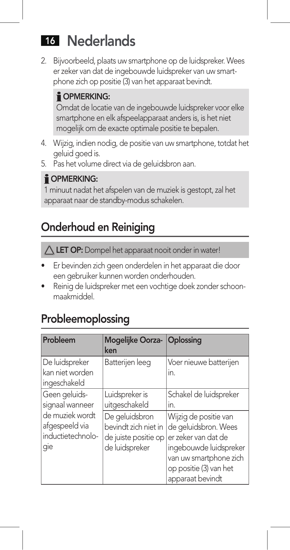 Nederlands, Onderhoud en reiniging, Probleemoplossing | AEG LBI 4719 User Manual | Page 16 / 70