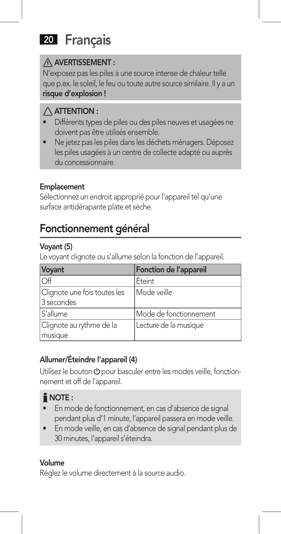 Français, Fonctionnement général | AEG LBI 4719 User Manual | Page 20 / 70