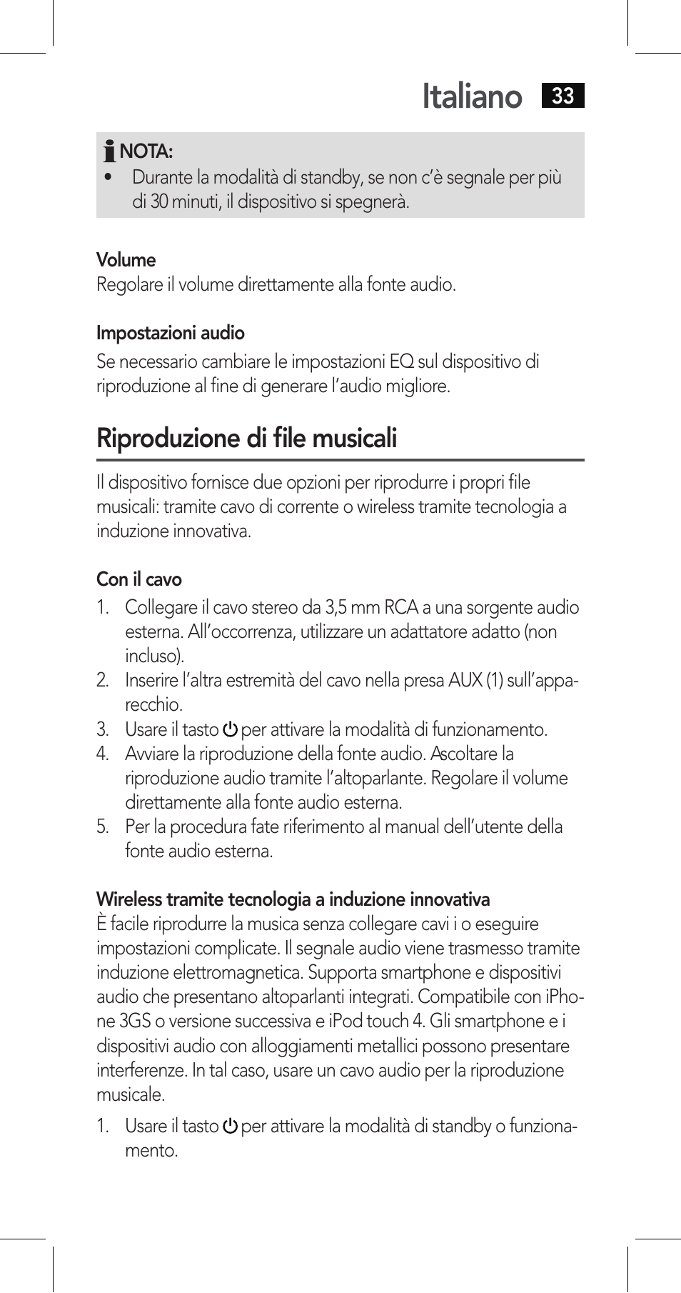 Italiano, Riproduzione di file musicali | AEG LBI 4719 User Manual | Page 33 / 70