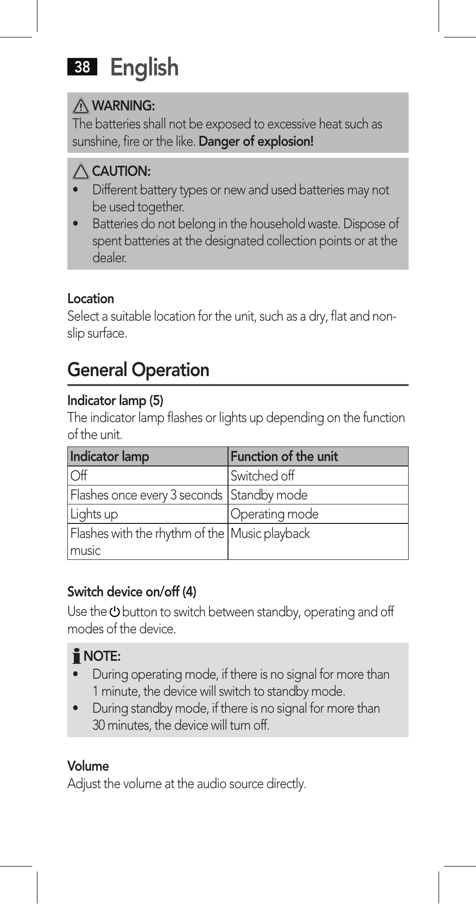 English, General operation | AEG LBI 4719 User Manual | Page 38 / 70