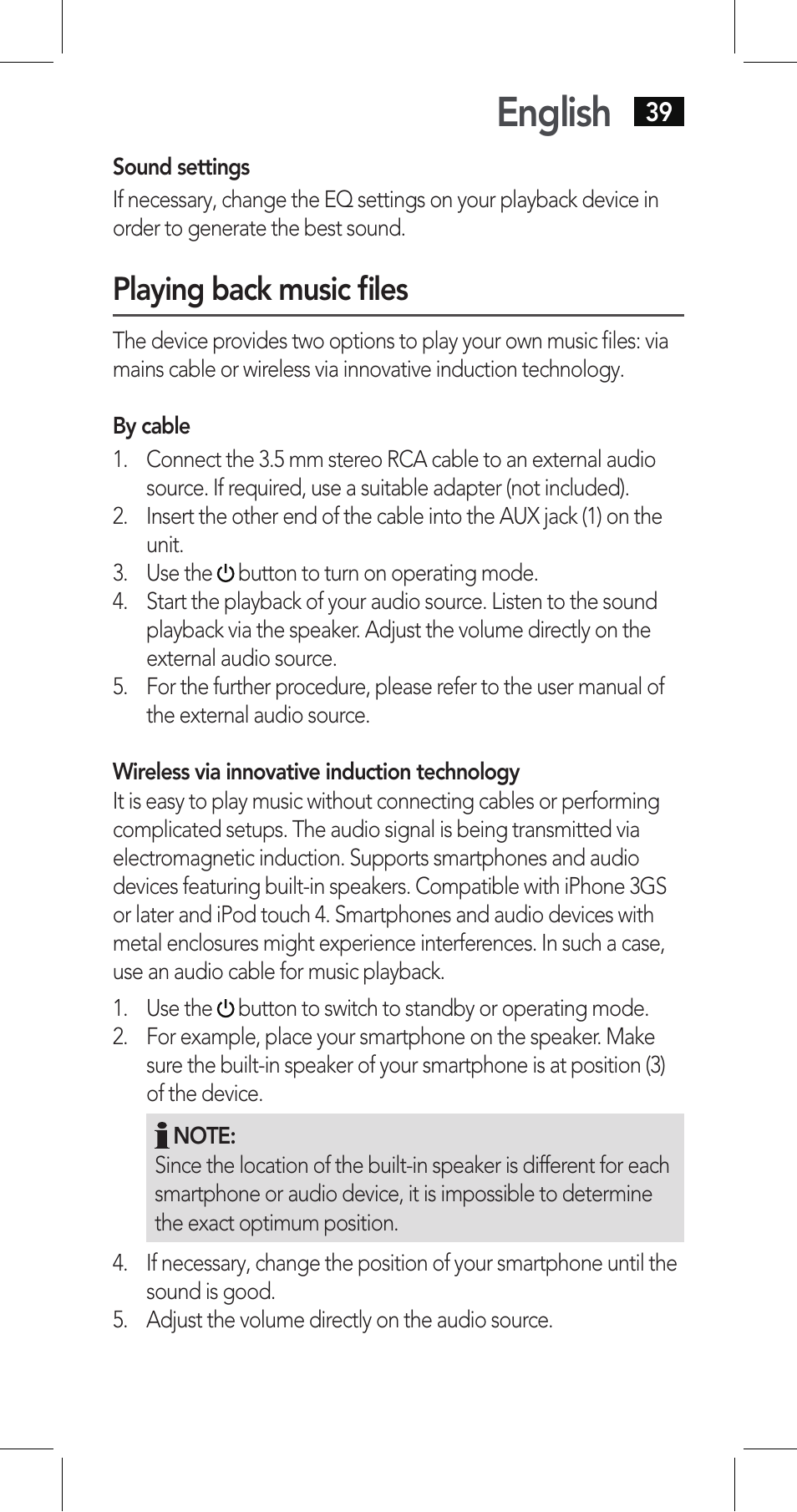 English, Playing back music files | AEG LBI 4719 User Manual | Page 39 / 70