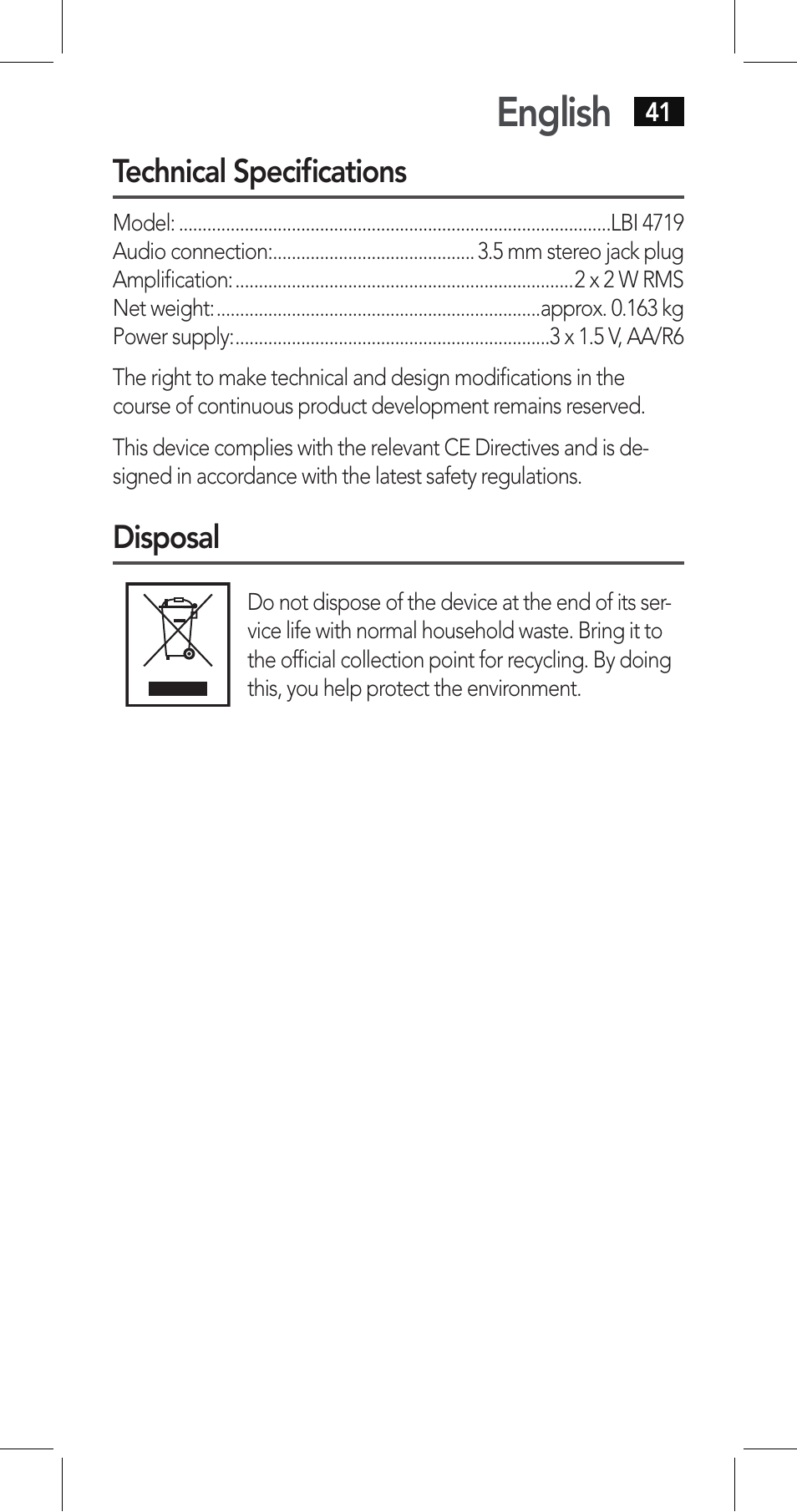 English | AEG LBI 4719 User Manual | Page 41 / 70