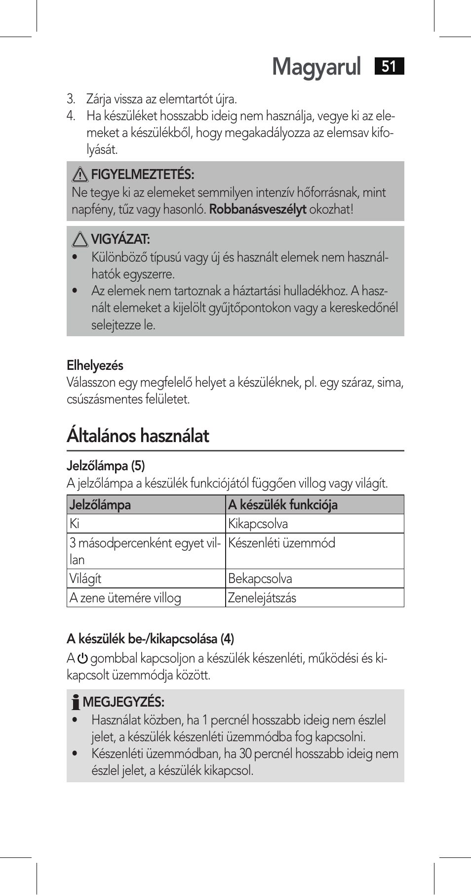 Magyarul, Általános használat | AEG LBI 4719 User Manual | Page 51 / 70