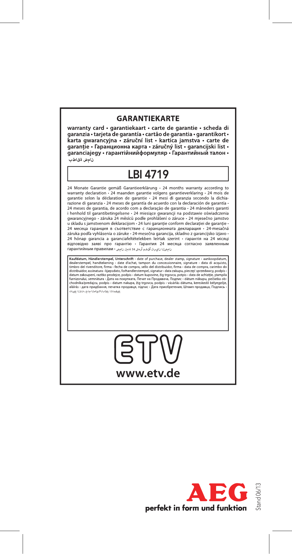 Lbi 4719 | AEG LBI 4719 User Manual | Page 70 / 70