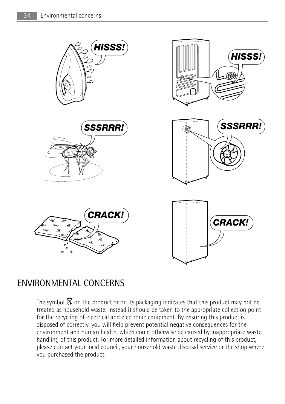 Environmental concerns | AEG A62300HLW0 User Manual | Page 34 / 72