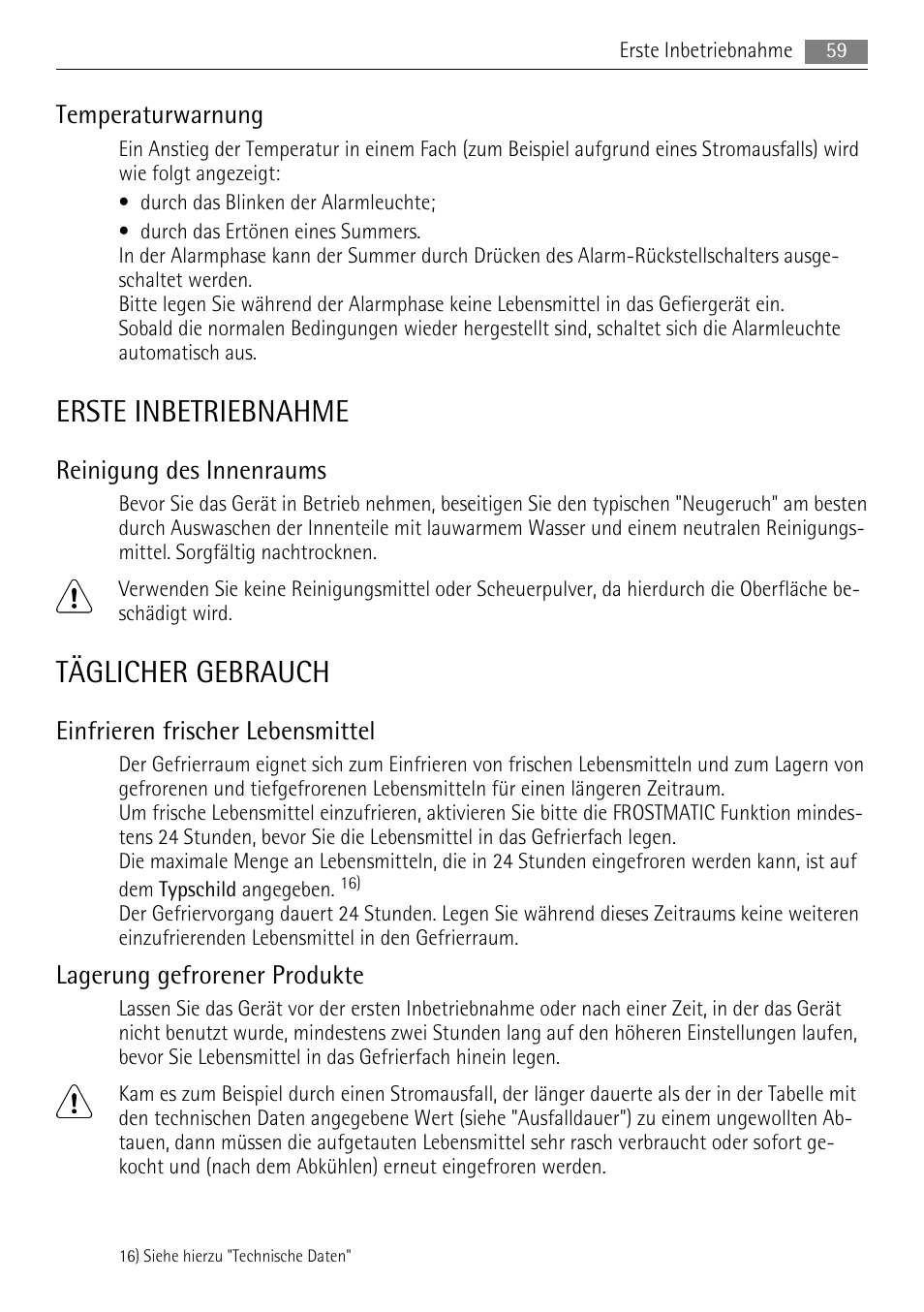 Erste inbetriebnahme, Täglicher gebrauch | AEG A62300HLW0 User Manual | Page 59 / 72