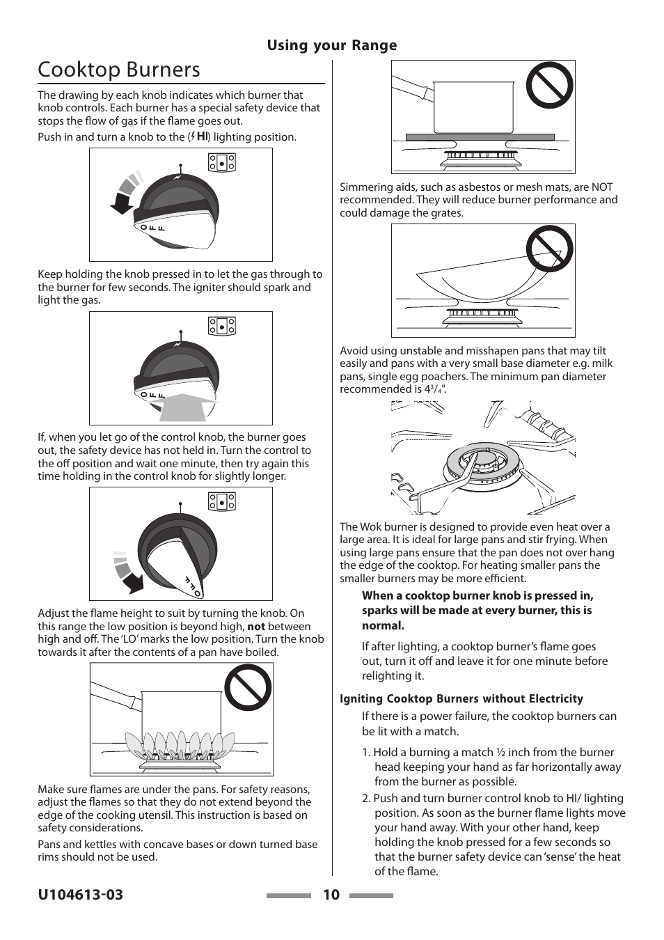 Cooktop burners | Aga Ranges LEGACY 36 U104613-03 User Manual | Page 10 / 56