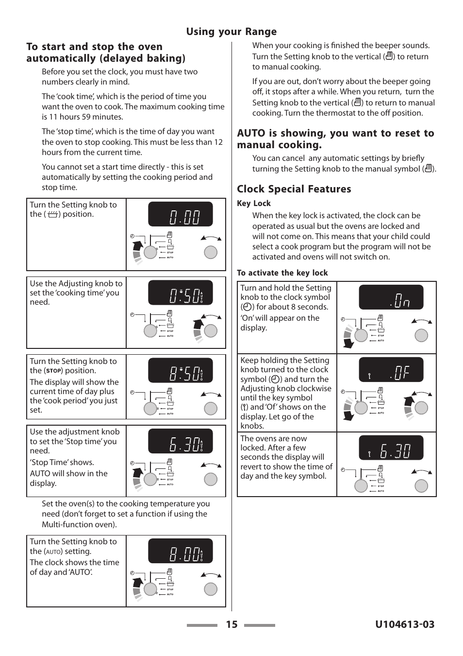 Clock special features | Aga Ranges LEGACY 36 U104613-03 User Manual | Page 15 / 56