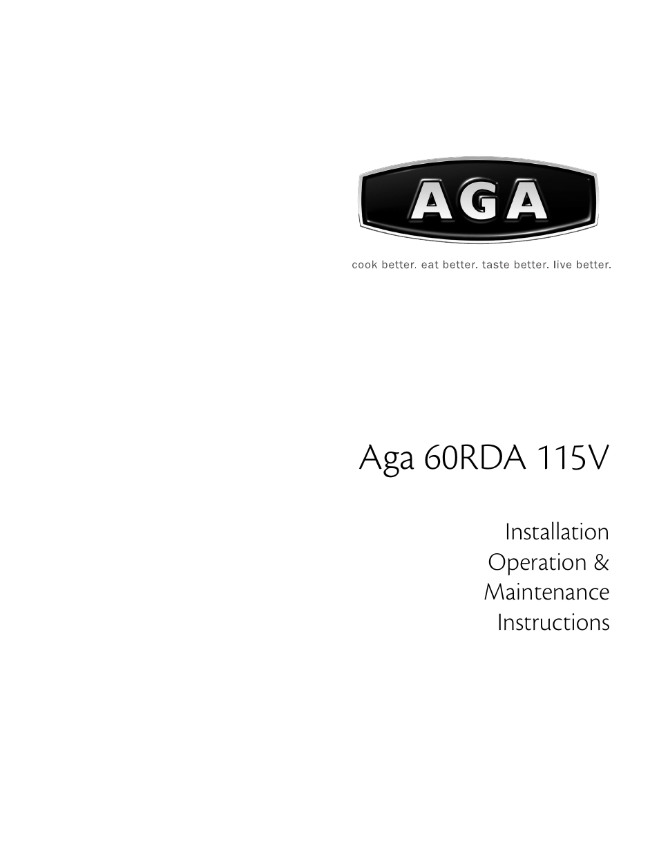 Aga Ranges 60RDA 115V User Manual | 12 pages