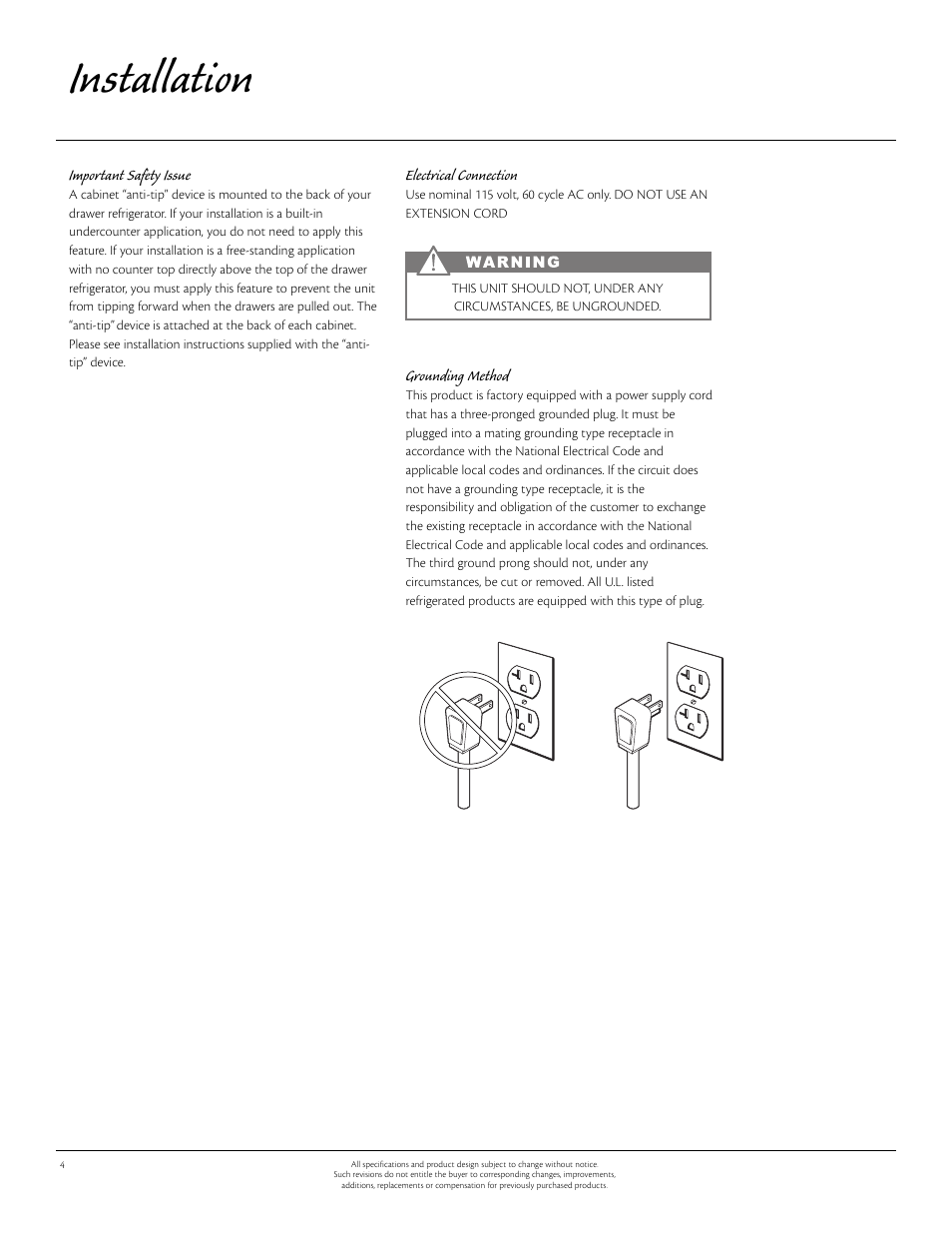Installation | Aga Ranges 60RDA 115V User Manual | Page 4 / 12