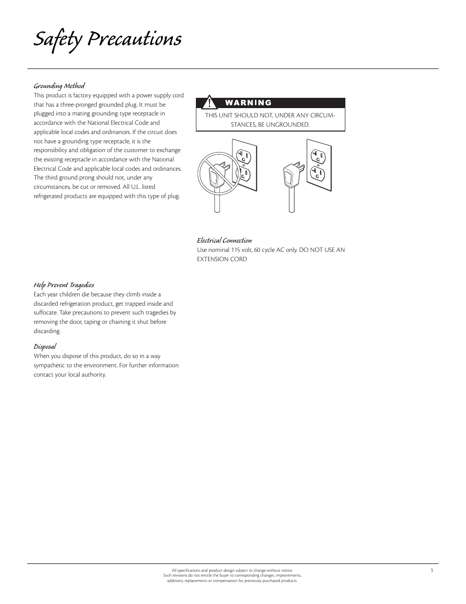 Safety precautions | Aga Ranges 61ARA 115V User Manual | Page 3 / 12