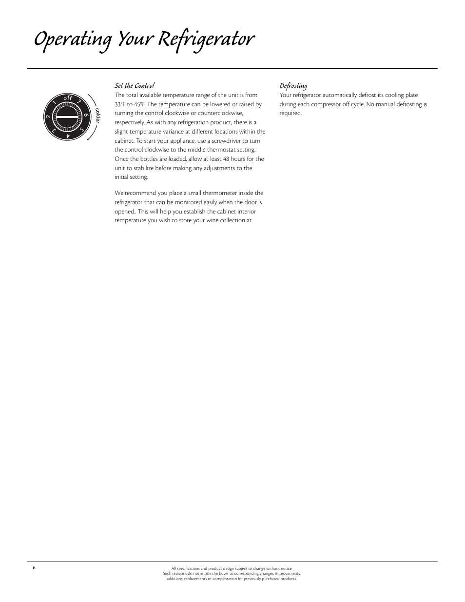 Operating your refrigerator | Aga Ranges 61ARA 115V User Manual | Page 6 / 12