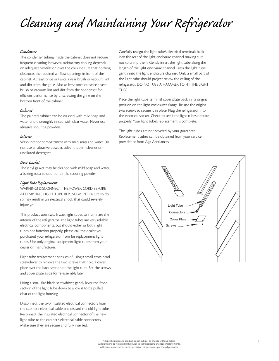 Cleaning and maintaining your refrigerator | Aga Ranges 61ARA 115V User Manual | Page 7 / 12